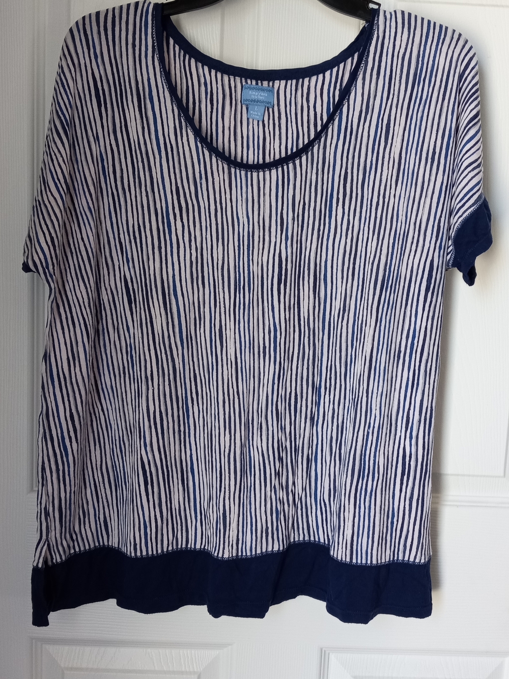 Croft & Barrow Navy Striped Short-Sleeve Women's Top